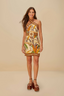 Foliage Sketch Sand Halter Mini Dress