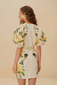 Garden Cascade Sand Puffy Sleeves Mini Dress