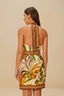 Foliage Sketch Sand Halter Mini Dress