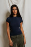 Suri Poorboy Rib Cap Sleeve Crew Tee