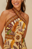 Foliage Sketch Sand Halter Mini Dress