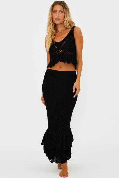 Polly Crochet Midi Skirt with Ruffles