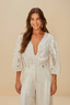 Off-White Rosy Eyelet Puff Sleeve Bodysuit