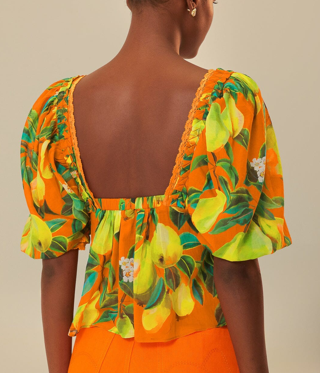 Orange Chic Pears S/S Blouse