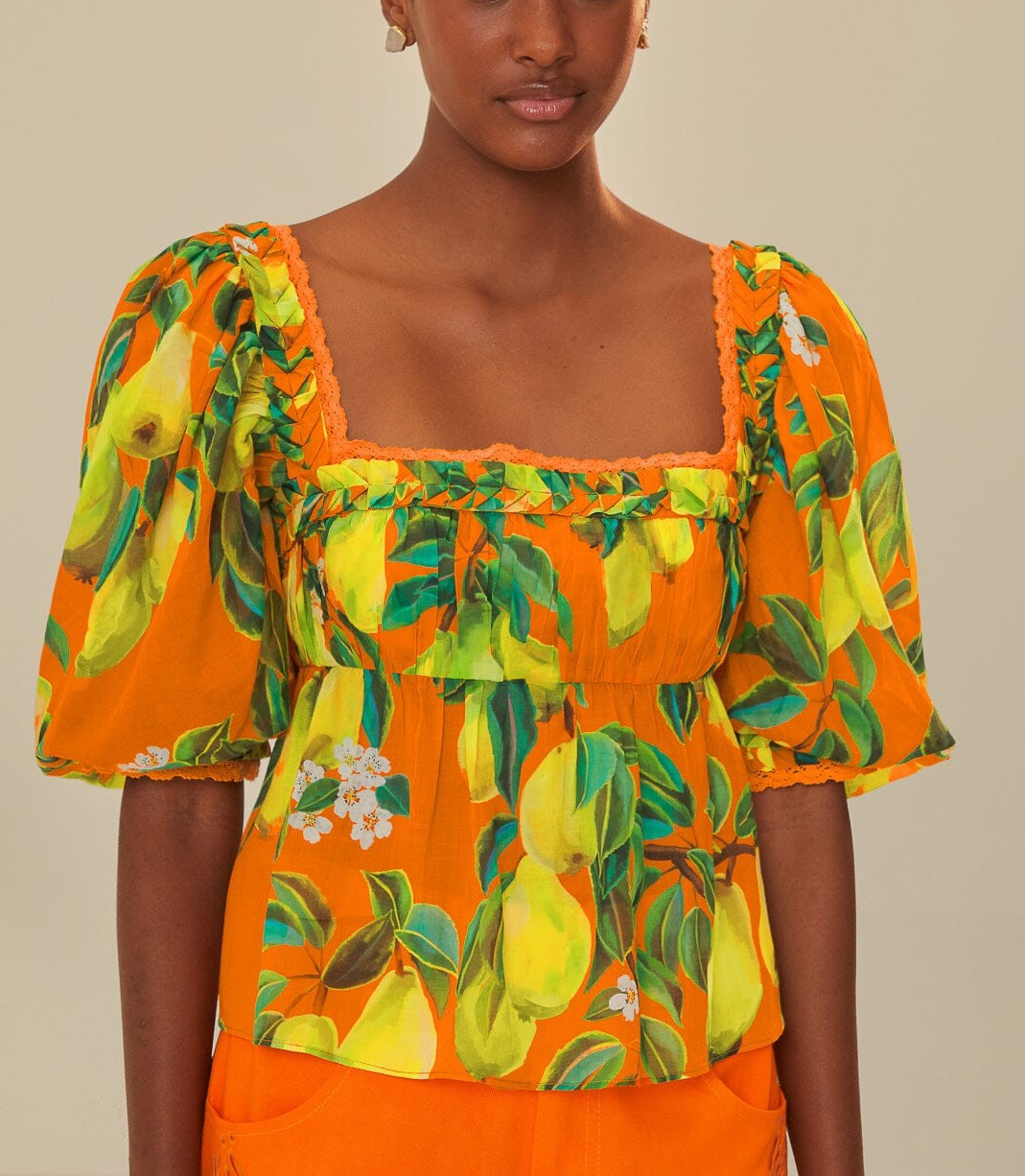 Orange Chic Pears S/S Blouse